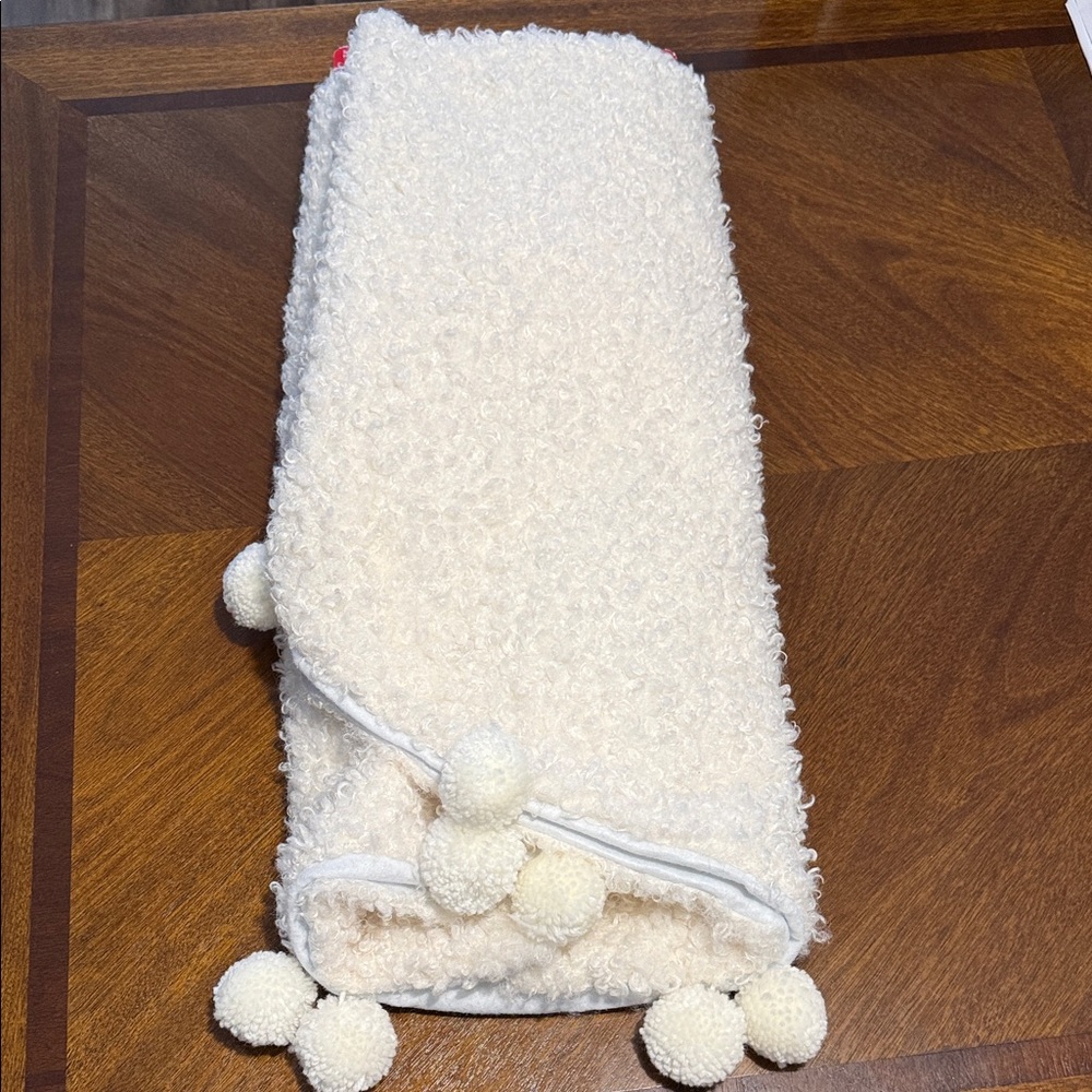 Ashland Cream Holiday Tree Skirt with Pom Poms